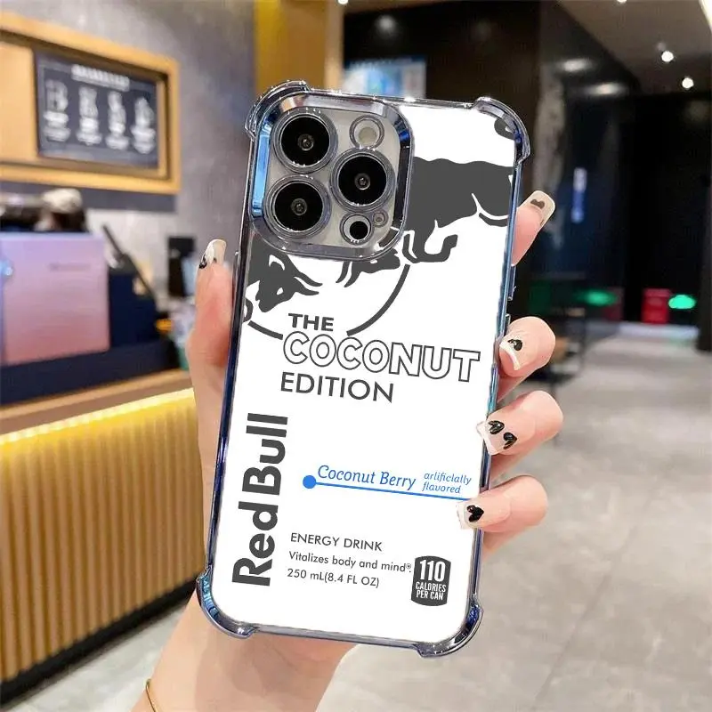 Redbull Energy Drink Challenger Edition Collection Style Electroplated TPU Casing For iphone 16 15 14 13 12 11 X XS PRO PLUS MAX Four Corners Anti - Fall Soft Silicone Gift Shockproof Protection Anti - Drop Protective Protector Phone Cases Shell Cover