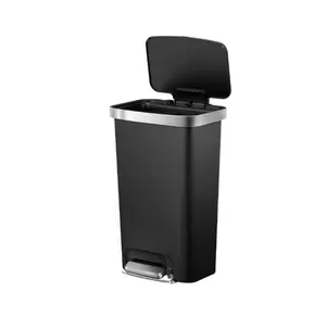 Better Homes & Gardens Kitchen Trash Can, 11.9 Gallon Plastic Step Garbage Bin with Soft Close Lid, Black
