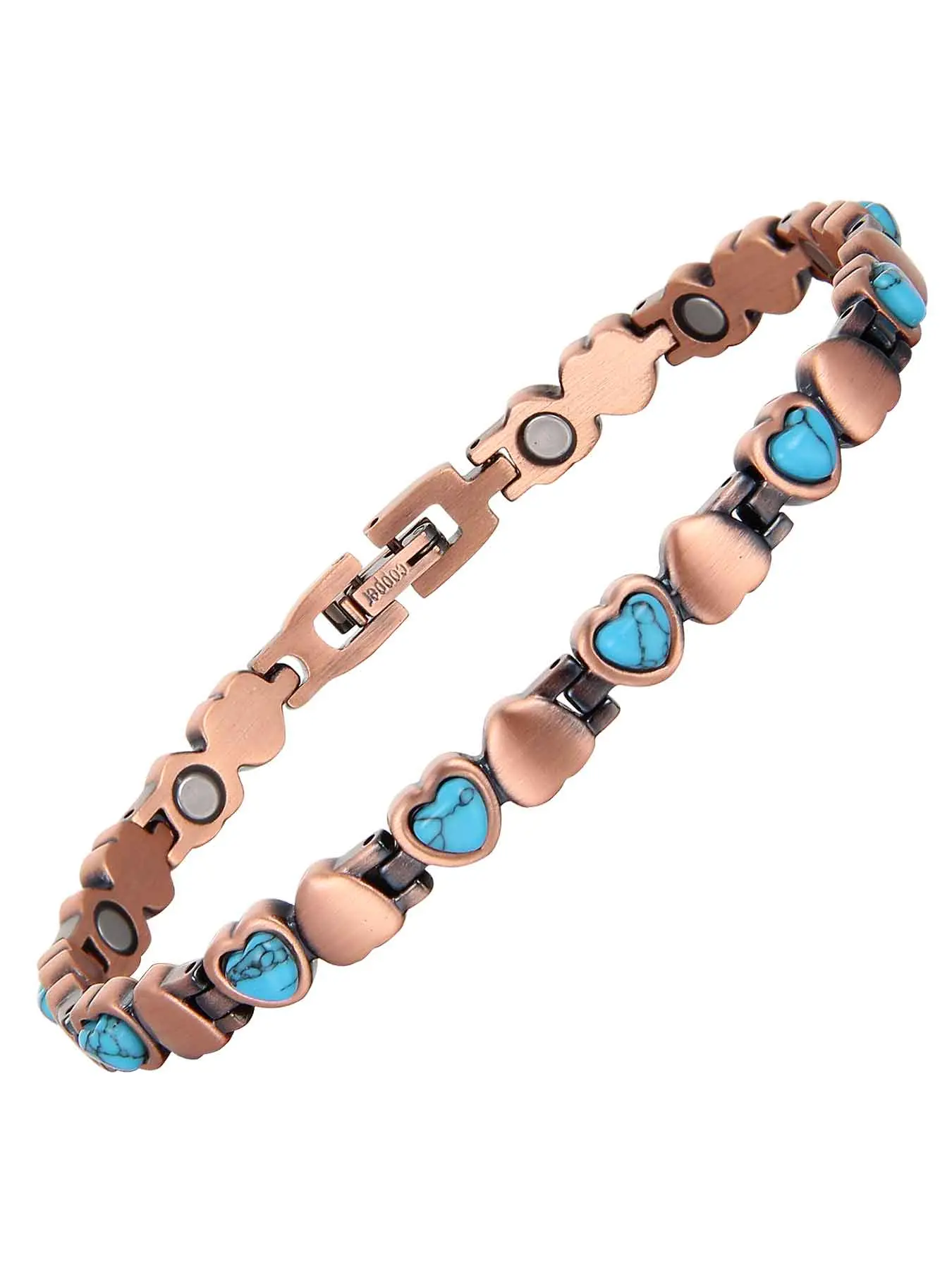 Women's 99.99% Pure Copper Magnetic Wearable Bracelet, Adjustable Size with Sizing Tool, Effective Magnet Jewelry Gift, Fashion Brown Accessory