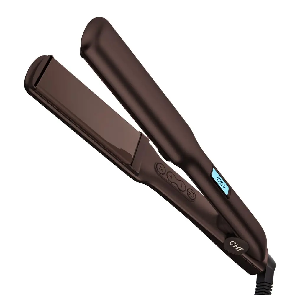 CHI Haircare Digital Ceramic Hair Straightener, 1.5" Plates, 6 Heat Settings for All Hair Types, Includes Iron Guard - Chocolate, Straightening Iron, Hair Care