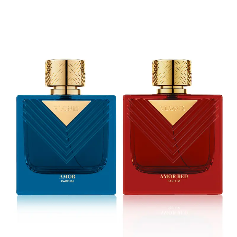 VLONIS Men's Cologne 2-Piece Multi-Pack Boxed Set - Amor & Amor Red EDP Spray Duo, Long-Lasting Masculine Sweet & Spicy Vanilla Mint Citrus Scents, 2x3.4 oz (100ml) Premium Packaging Perfect Gift for Adults