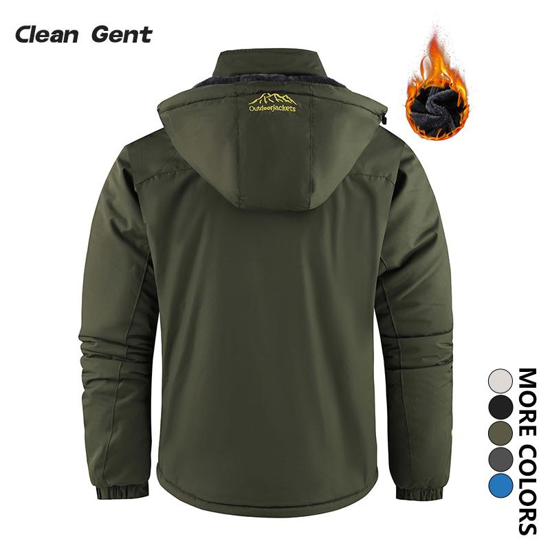 Clean Gent Men's Winter Jacket Waterproof Windproof Snow Coat Warm Fleece Lined with Multiple Pockets Hooded Outdoor Sports Jacket