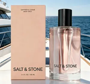 Salt & Stone Saffron & Cedar Body Mist 100ml | Unisex Skincare-Infused Hair & Body Spray, Warm Woody Aroma with Hydrating Glycerin & Red Algae, Long-Lasting Gentle Fragrance, Vegan and Cruelty-Free Daily Refreshing Spray