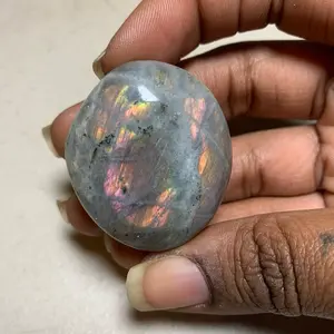 Natural Purple Labradorite Crystal Mini Palm Stone