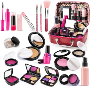 Simulated Makeup Kit for Girls ,Play Makeup Set for Kids-Includes Cosmetic Bag for Birthdays and Christmas,Imaginary Makeup Fun for Toddlers and Little Girls Ages 3+