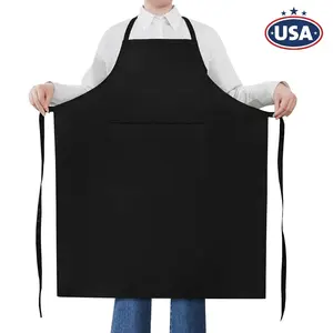 1 Pack Waterproof Chef Apron Black Catering Cooking Kitchen Butcher with Pocket