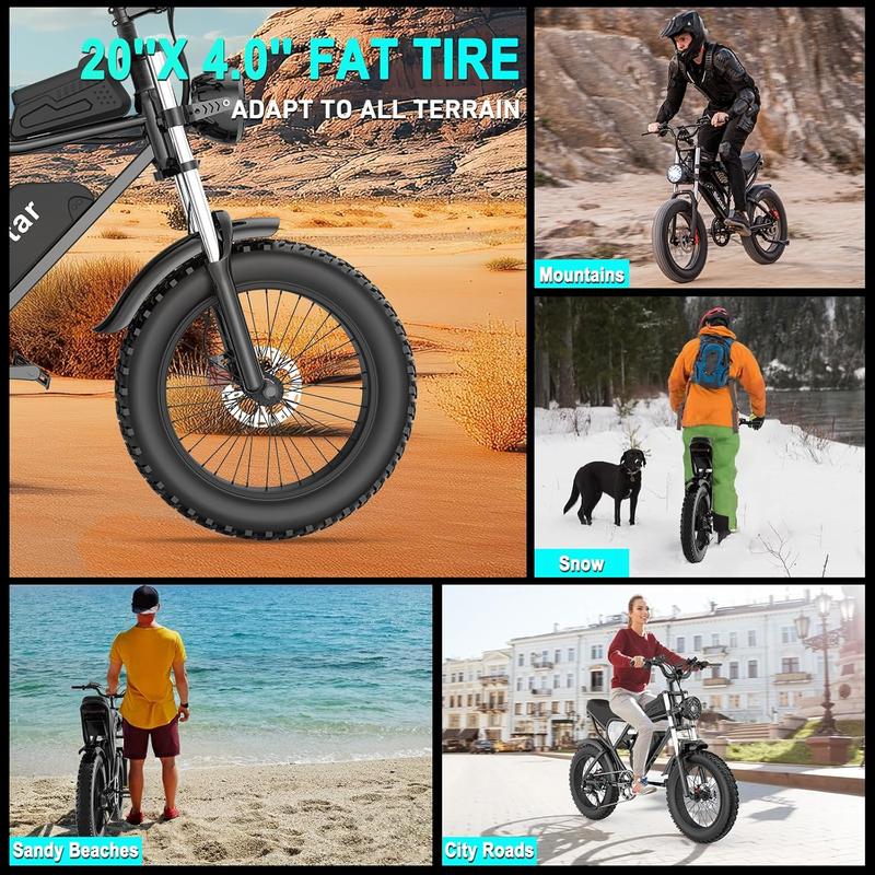 2025 New Electric Bike for Adults Q20, 2000/1500W, 37/30MPH,52V 40AH,48V/20AH E-Bike,30-180 Miles Electric Motorcycle, 20" Fat Tire Dirt Bike, UL2849 All Terrain for Mountains, Snow, Sand, Road
