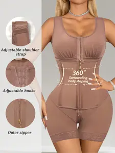 1 Count﻿ Body Shaping Adjustable Shoulder Strap Tight-Fitting Body Shaperwear, Fajas, Colombian Shapewear, Butt Lifting And Tummy Control Adjustable Hooks and Outer zipper Bodysuit, Comfortable Jumpsuit, Womenswear, Suitable For Daily,Sport,Yoga