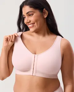 DELIMIRA Women's Inbarely Lift Front Closure Bra Full Coverage Plus Size Unlined Wireless Seamless Bras