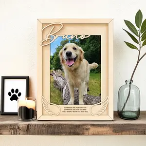 Personalized Dog Memorial Frame, Custom Pet Loss Tribute with Angel Wings,In Loving Memory Dog Picture Gift,Sympathy Keepsake for Pet Lovers