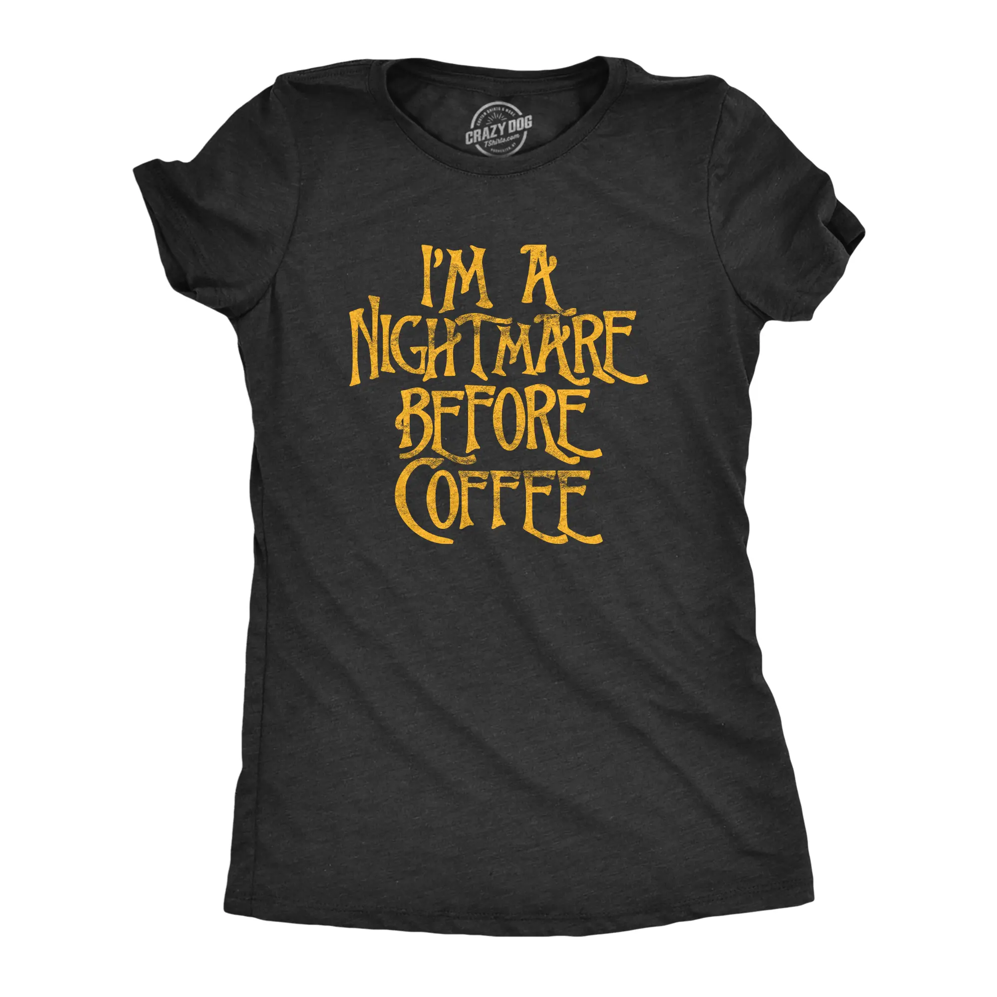 Womens I'm A Nightmare Before Coffee T Shirt Funny Halloween Movie Tee Funny Womens T Shirts Cute Vintage Fashion Casual Ladies T-Shirt Gift Christmas Tops for Women Funny Coffee Top Women's Novelty Tees Black