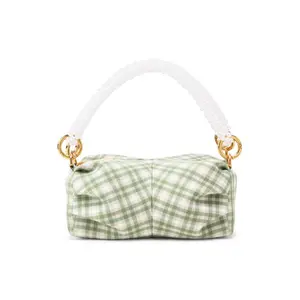 Charles & Keith Pearl Handle Chain Strap Versatile Fabric Shoulder Tote Small Women's Bag
