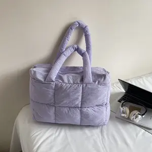 Maxoner Women's Quilted Purse Bag - Plain Solid Color, Padded, Waterproof, Lightweight Tote with Large Capacity, Soft Cloud Commuting Bag for Everyday Use (Local Delivery Option), Quilted Purse Bags