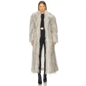 AKNVAS x REVOLVE Duke Faux Fur Coat in White & Grey