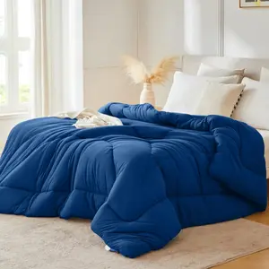 Down Alternative Comforter  Size,Soft  Duvet Insert for  Seasons,Lightweight Winter Bed Quilt, Friendly,Navy Blue,68"x90"