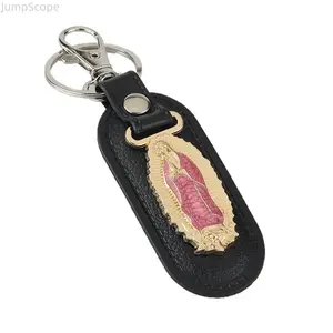 Virgin Mary Our Lady of Guadalupe Leather Keychain Decorative Key Ring for Car Keys Bags and Everyday Use Religious Charm