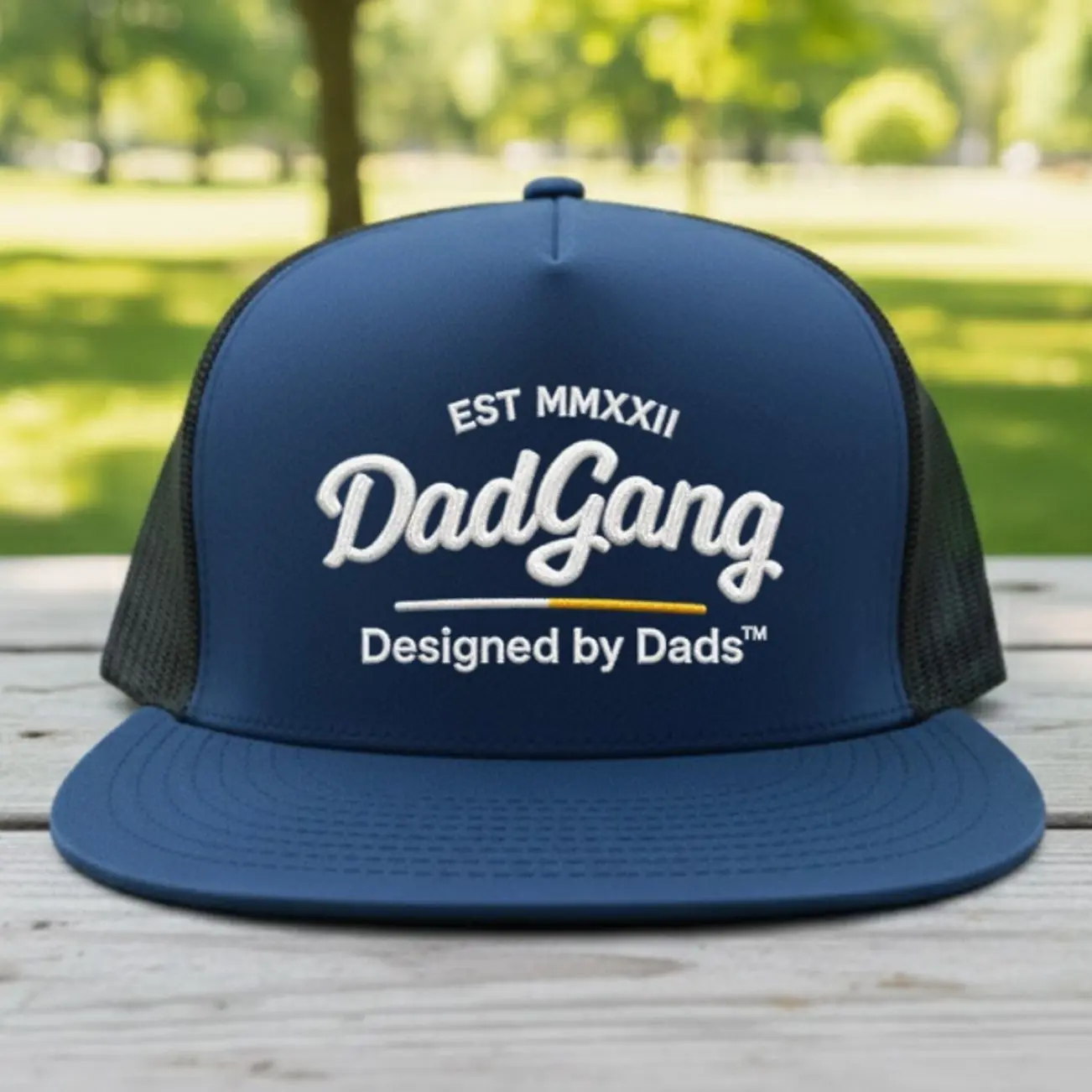 DadGang EST MMXXII Camo Trucker Hat, Adjustable Snapback Trucker Hat for Men Women Summer Beach Sports Cap with Sun Protection