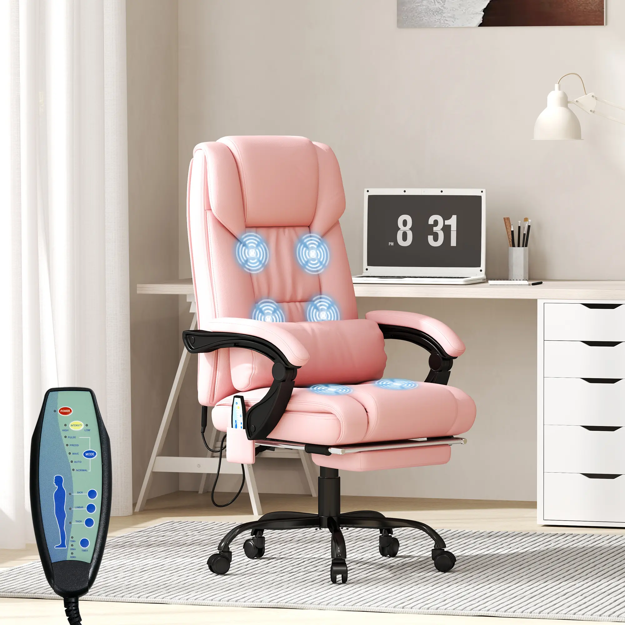 Vinsetto Vibrating Massage Office Chair, High Back Computer Chair with Footrest, Adjustable Height, Faux Leather Desk Chair Vinsetto Vibrating Massage Office Chair, High Back Computer Chair with Footrest, Adjustable Height, Faux Leather Desk Chair