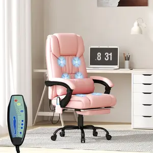 Vinsetto Vibrating Massage Office Chair, High Back Computer Chair with Footrest, Adjustable Height, Faux Leather Desk Chair