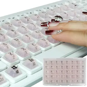 80 Pcs Keyboard Sticker for Long Nails Typing and Gaming, Symbolic and Alphanumeric Sticky Silicone Keyboard Round Caps for Keyboards and Laptop