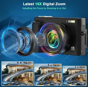 ACTITOP Digital Camera 4K 48MP Autofocus Vlogging Camera for Youtube with 180° Flip Screen, 32GB SD Card, 16X Zoom, Beginner Video Camera for Travel,TikTok