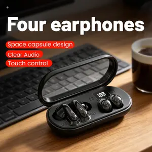 Wireless Bluetooth Headphones，Tiny Size Invisible Earbuds，Waterproof Headsets，With Mic，Sleep and Sports Earphones Set, 2 Pairs, Mini and Short Handle Design，for Work Sport Sleeping