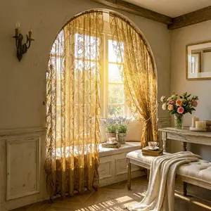New French-style sheer curtains in princess style for a dreamy balcony, living room, study, dining room, white window sheer curtains, door curtains, and room dividers