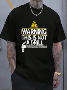 100% Cotton WARNING This Is NOT A Drill Shirt Funny Woodworking T-Shirt Women's Men's Graphic Tee Crew Neck summer vacation Tops