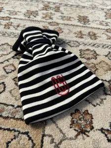 Autumn Winter High Street Harajuku Embroidered Personality Brand Striped Knit Warm Y2K Style Hat, Fashionable and Cozy Accessory