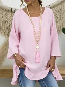 Spring Summer Boho Style Loose Linen Blouse Shirt for Women, Casual Batwing Sleeve Top, Breathable Comfortable Hoodie for Daily Commute/resort Wear