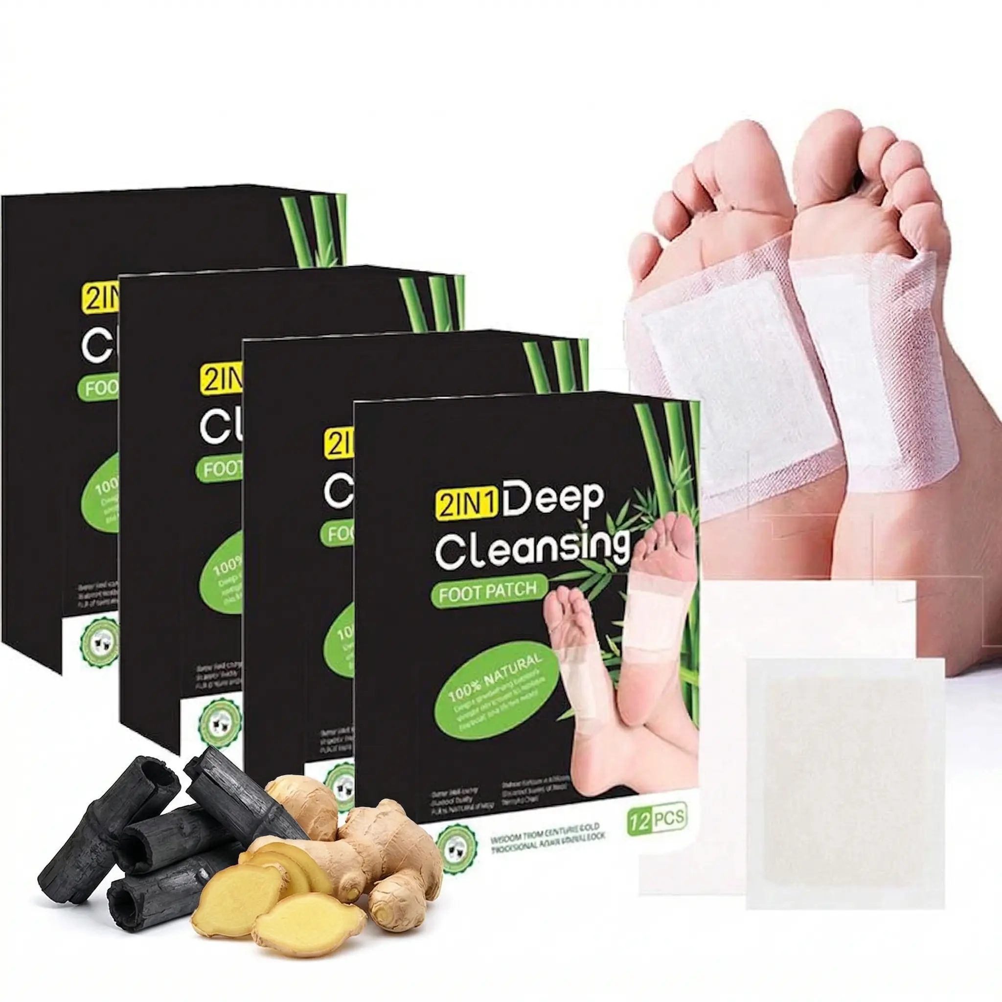 48pcs Bamboo Foot Detox Patches, Non-Irritating Herbal Infused Pads Safe for All Skin Types - Sleep Aid, Stress & Pain Relief, Toxin Removal, Natural Deep Cleansing Night Routine Self-Care for Wellness Support, Herbal Blends, Stress Relief