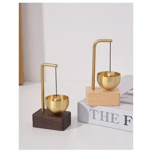 Dopamine-style wind chime doorbell, wooden and brass entry reminder bell, beautiful home decor doorbell, suitable as a housewarming gift, battery-free doorbell, suitable for homes and shops