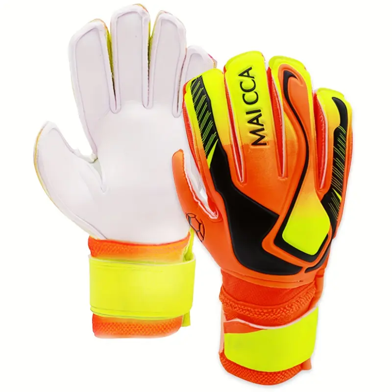 Strong Grip Soccer Goalie Gloves With Finger Protection - Orange