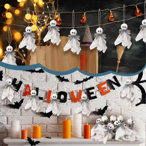 18/12/6 Packs Halloween Wooden Ghost Decor, Rustic Primitive Ghost Tabletop Stand for Tiered Tray Decor, Farmhouse Centerpiece for Home Office Fireplace Party Supplies (Light Gray)