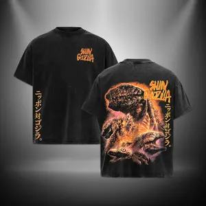 Shin Godzilla V2 Gojira Washed TShirt Hoodie Sweater Toho Godzilla Verser Menswear Gift for movie fans Top Apparel Classic Oversized Seamless Simple Straight Man Clothes Cotton designer shirts