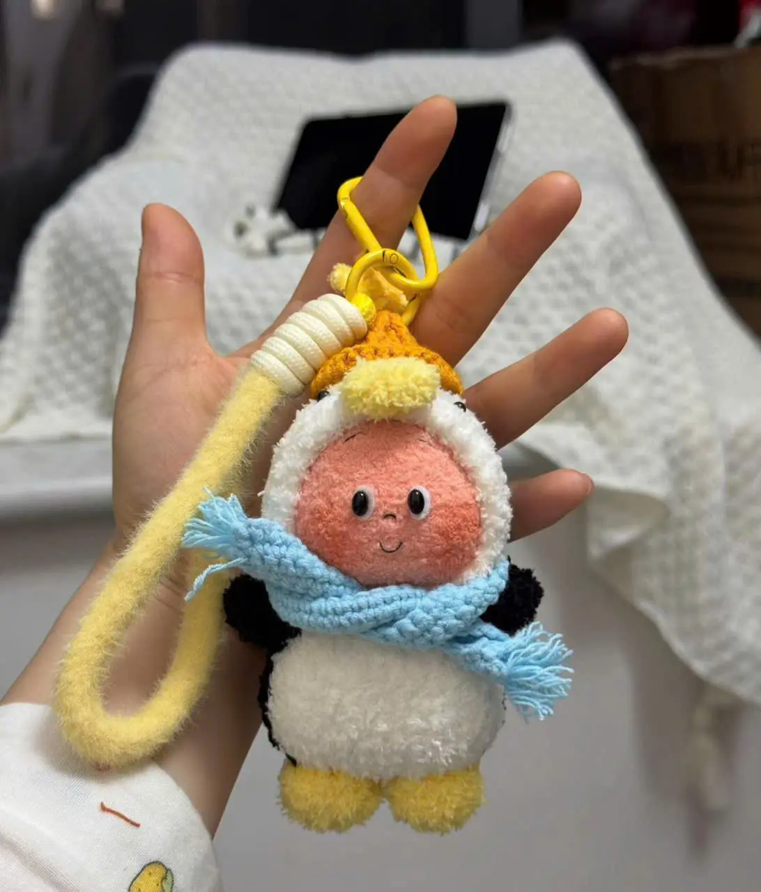 Kawaii Plush Penguin Keychain Soft Handmade Crochet Bag Charm Fluffy Plushie Keyring Aesthetic Backpack Accessory Cute Gift