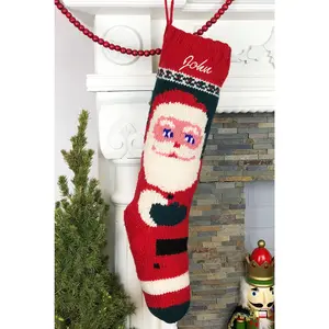 Mary Maxim Hand Knit Santa Christmas Stocking
