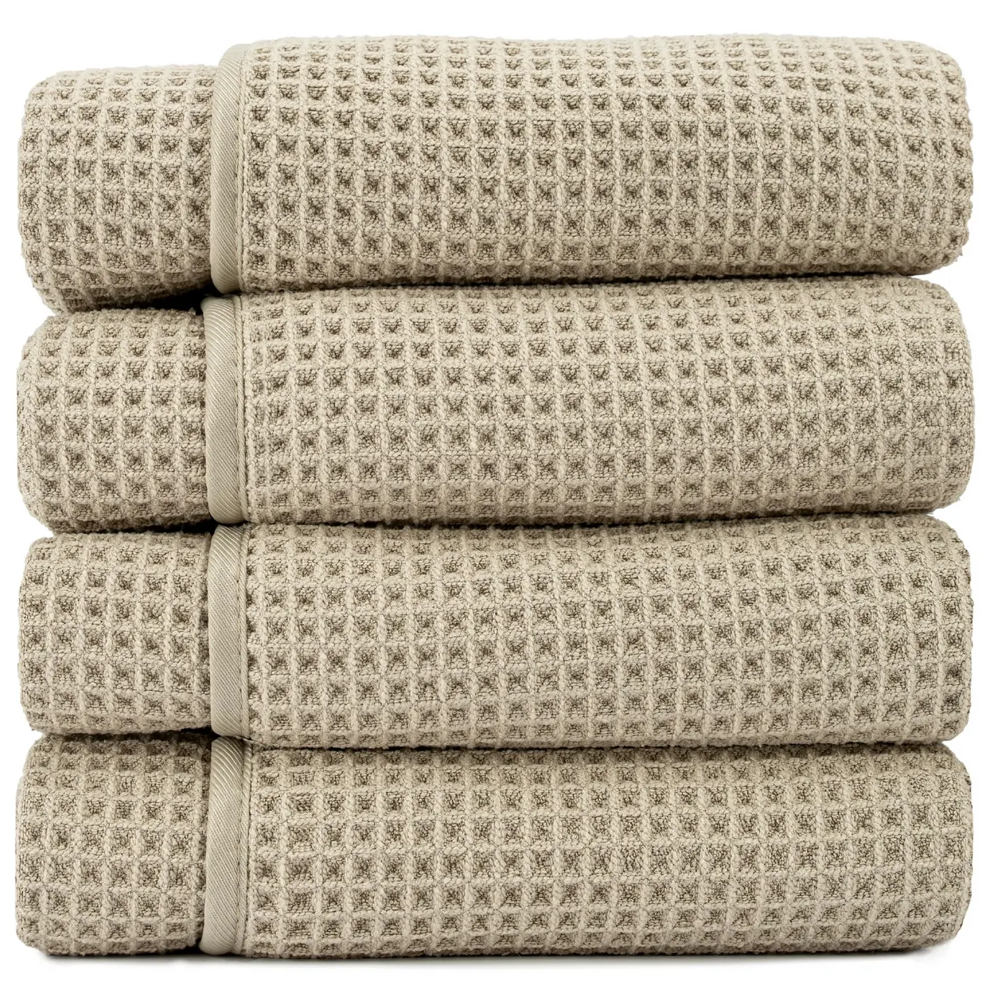 AURA by S&T INC. Microfiber Waffle Bath Towels, 4 Pack, Quick-Dry, Ultra Absorbent, Lightweight Towels for Bathroom, Gym, Travel and Beach, 30 inches x 60 inches, 420GSM, Grey