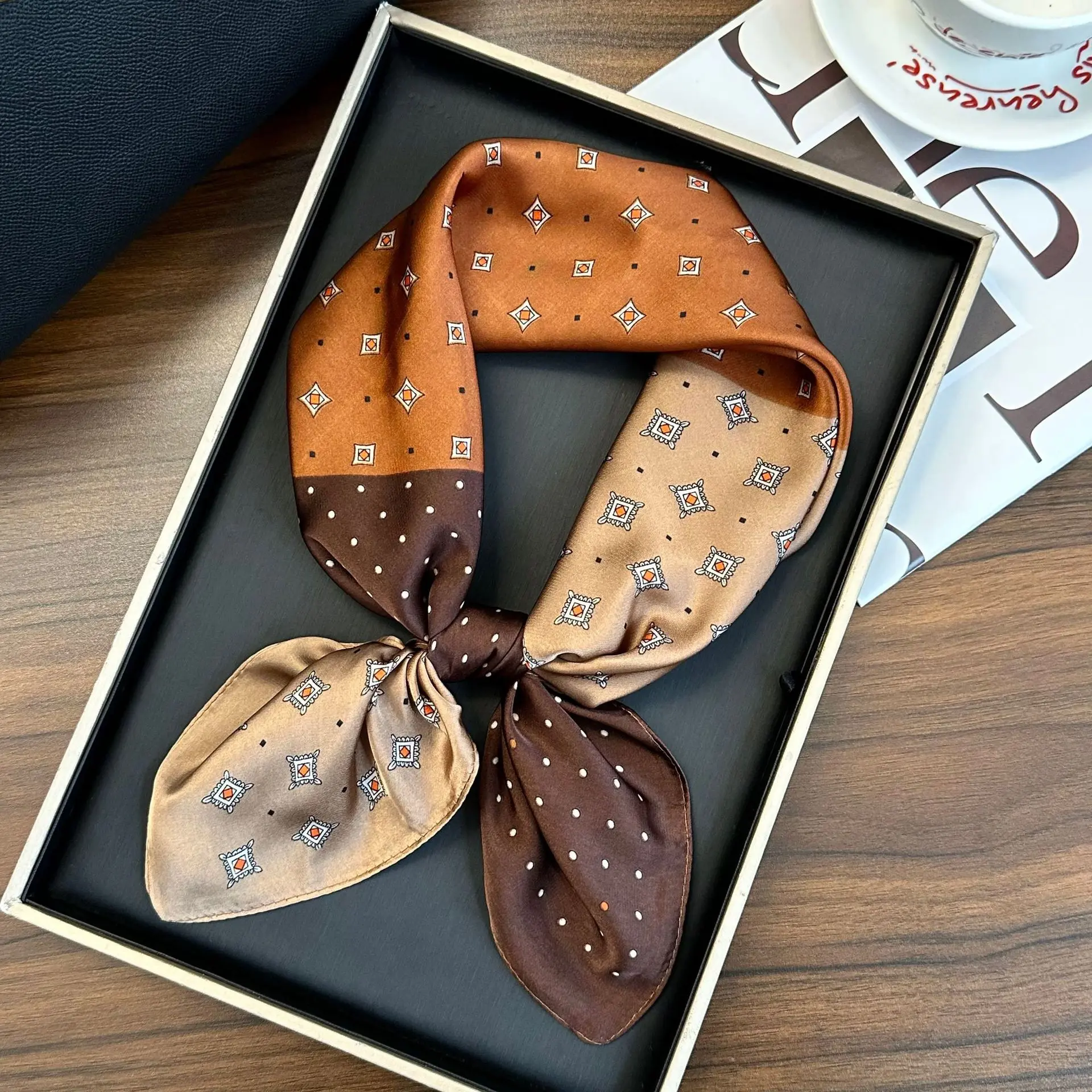 Three piece small grid coffee orange