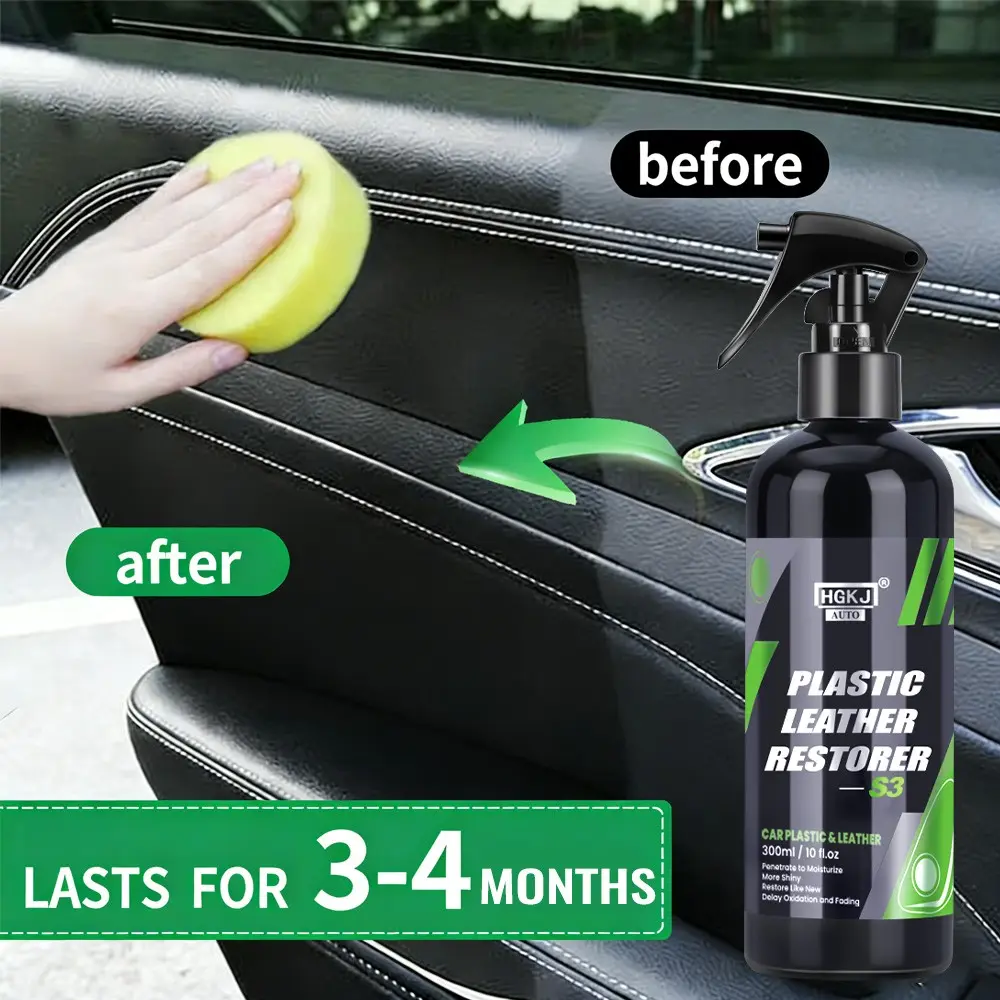 Car Plastic Leather Restorer - Back to Black Gloss Plastic Renovator, Long-lasting Coating Auto Polish for Dashboard Renovation & Leather Restoration - Car Care Product, Car Detailing Products, Automotive Detailing Product