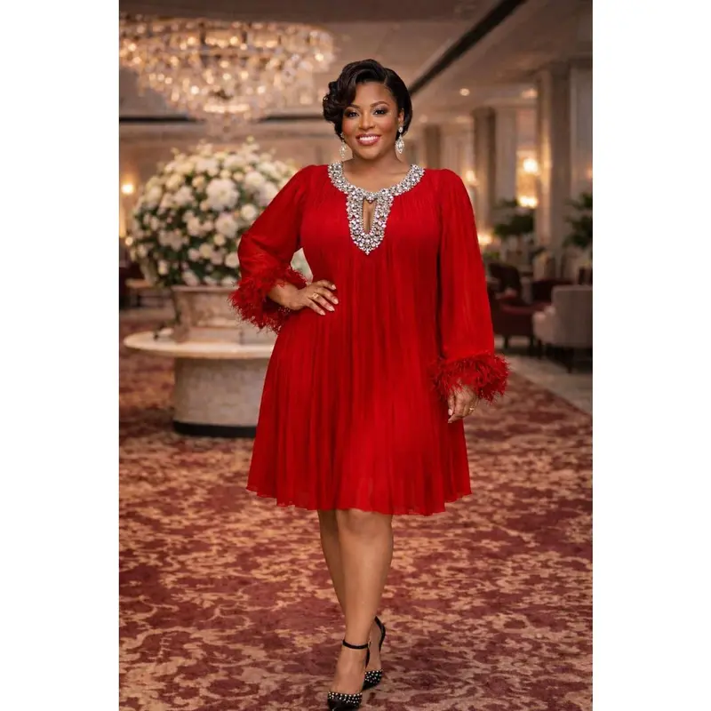 open lace back dress Flowy Red Mini Dress with Cape | Beach Wedding Guest & Resort Wear main image 0