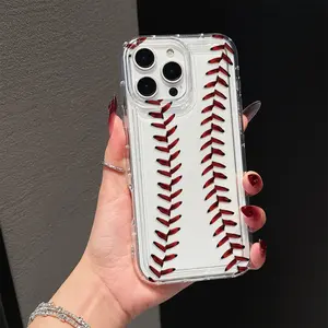 Transparent balloon baseball pattern is suitable for the following applies to couples use apple 11/12/13/11/14/16/17/15 / PRO/PROMAX/PLUS/Air samsung S22 A52 / S23 ULTRA/S20PLUS phone models, such as the right choice of boyfriend and holiday gifts