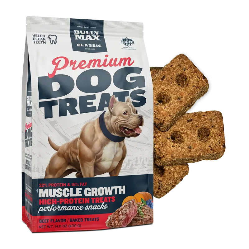 Bully Max Natural Healthy Beef Liver Baked Treats - Premium High Protein Real Beef Dog Snacks for Muscle Gain, Puppies & Adults, Training Treats with 32% Protein, Veggies & BCAAs, 400g Bag