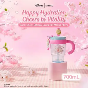 Disney Cherry Blossom Season Series Winnie the Pooh Handheld TRITAN Cup 700mL – Cute Travel Tumbler, Perfect Gift for Disney Fans, Stay Hydrated in Spring Style!