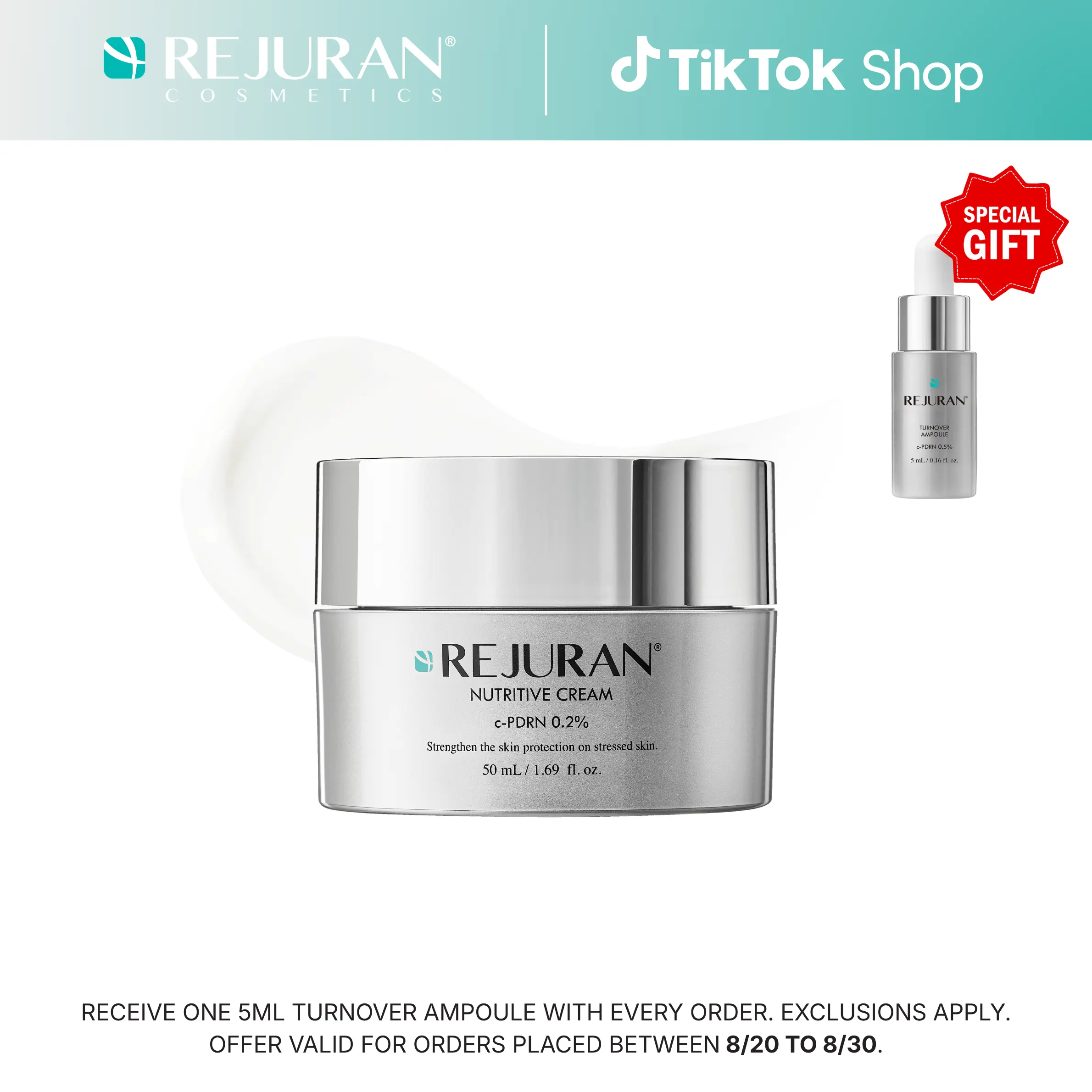 REJURAN Nutritive Cream, c-PDRN - Nourishing and Hydrating Facial Moisturizer for Youthful Skin, Clinically Developed Korean Skin Care (1.69 fl oz)
