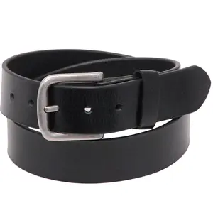 Jamin Leather Heavy Veg-Tan Black Leather Belt, Interchangeable Buckle #BT97170K