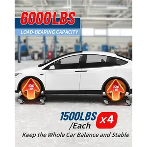 4 Piece Heavy Duty Car Wheel Dolly Set, 4000 lbs Per Dolly, 360 Degree Swivel Locking Casters, Easy Vehicle Maneuvering for Cars Trucks Motorcycles, Auto Garage Tool