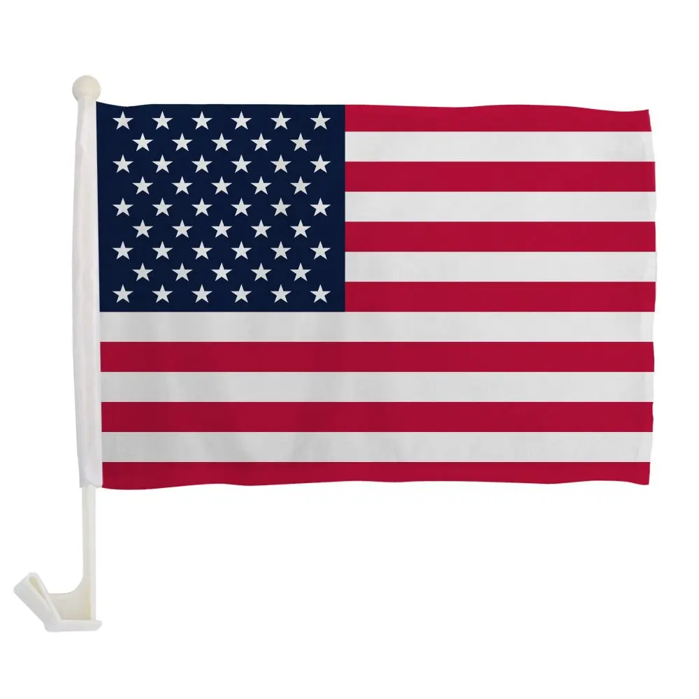 Flags Importer Clip-On Car Window Flag - Durable Single-Sided Polyester, 17in Double-Sewn Pole, 12x16in Display, Plastic Synthetic Automotive Window Interior Mount Decoration Accessory, 12X16 Inch, Window Mount