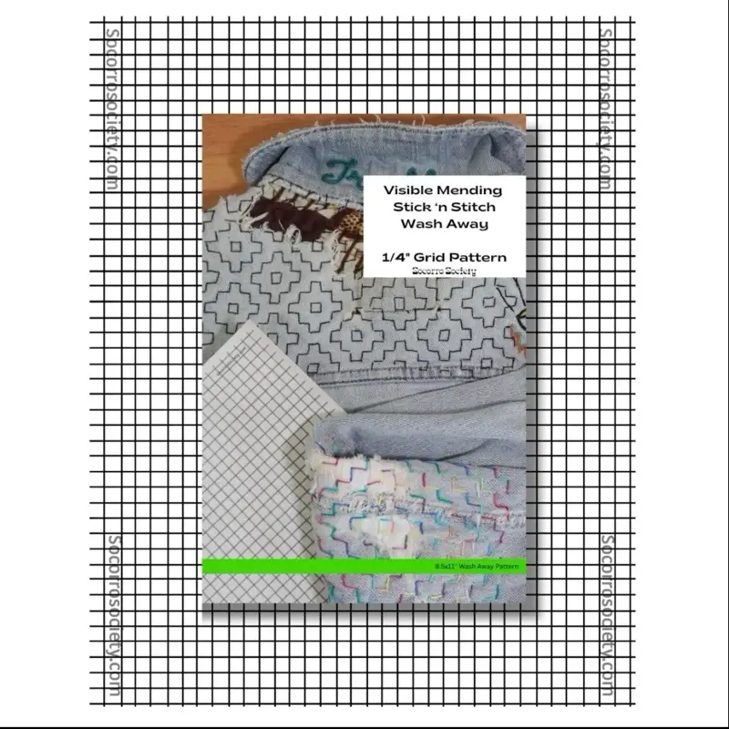 Socorro Society Visible Mending ¼” Grid Full Sheet Stick and Stitch Pattern