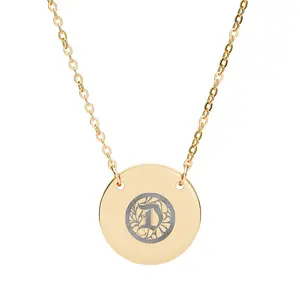 Monogram DVNITY Initial inside a Circle Necklace | Engraved Round Pendant